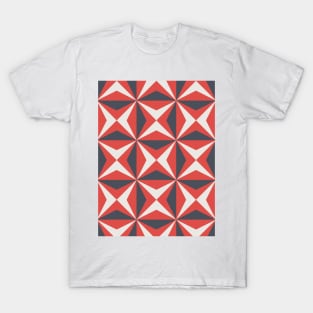 Vintage Black and Red Geometric Pattern T-Shirt